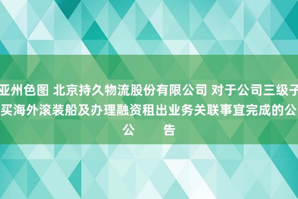 亚州色图 北京持久物流股份有限公司 对于公司三级子公司购买海外滚装船及办理融资租出业务关联事宜完成的公        告