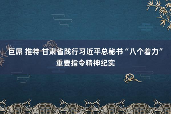   巨屌 推特 甘肃省践行习近平总秘书“八个着力”重要指令精神纪实