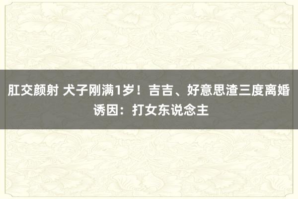   肛交颜射 犬子刚满1岁！吉吉、好意思渣三度离婚 诱因：打女东说念主